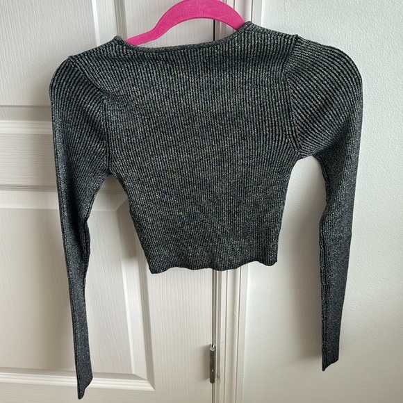 Zara NWT cropped long sleeve sparkly top. - Picture 4 of 7